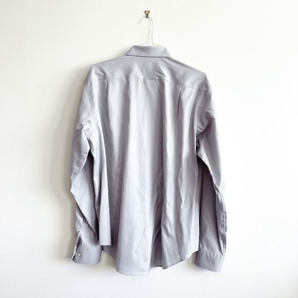 Calvin Klein Mens Dress Shirt Button Down Slim Fit Long Sleeve Gray Size 17.5 - Picture 2 of 8
